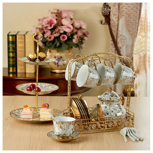 Luxury Bone China Coffee Cup & Saucer Set – 12 Elegant Glazed Designs (Gift-Ready, European Style, Durable Porcelain)