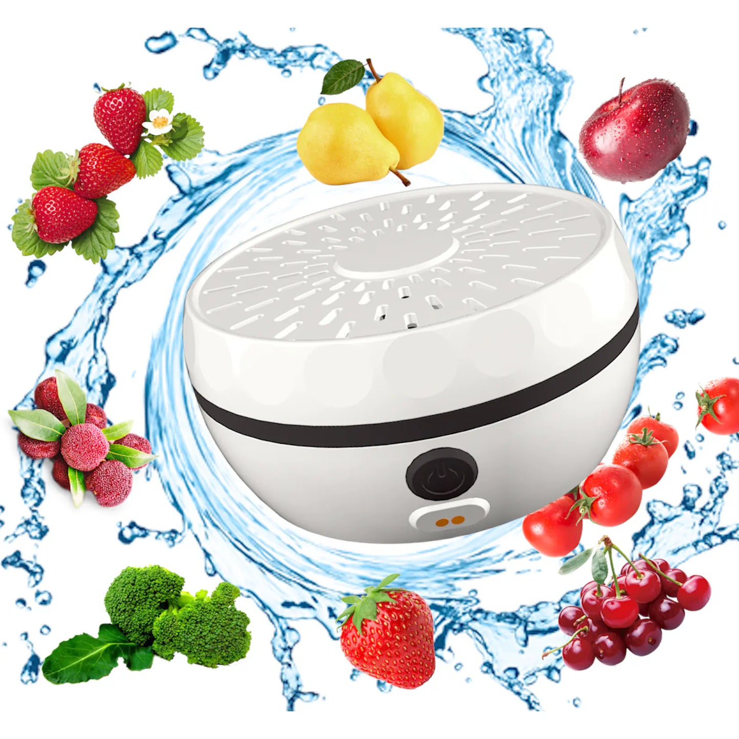 Fruit and Vegetable Sterilizer – Compact IPX7 Waterproof Residue Remover with Magnetic Charging (Lake Blue / Ivory White)