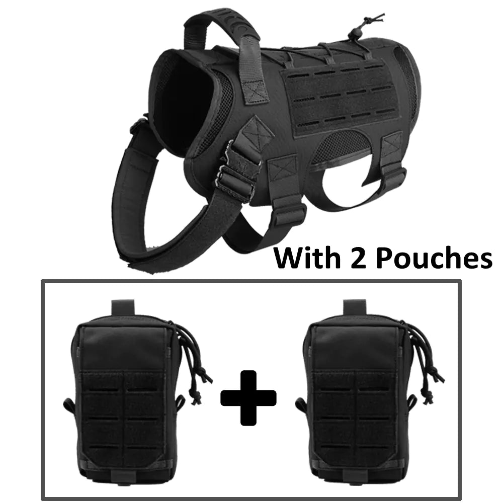 Tactical Dog Vest Harness with MOLLE Pouch and Leash Options – Durable 1000D Nylon Outdoor Gear for Medium to Large Dogs