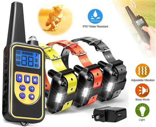 2725 FT Remote Dog Shock Training Collar – Waterproof, Rechargeable with 4 Training Modes (1-3 Dog Kits)