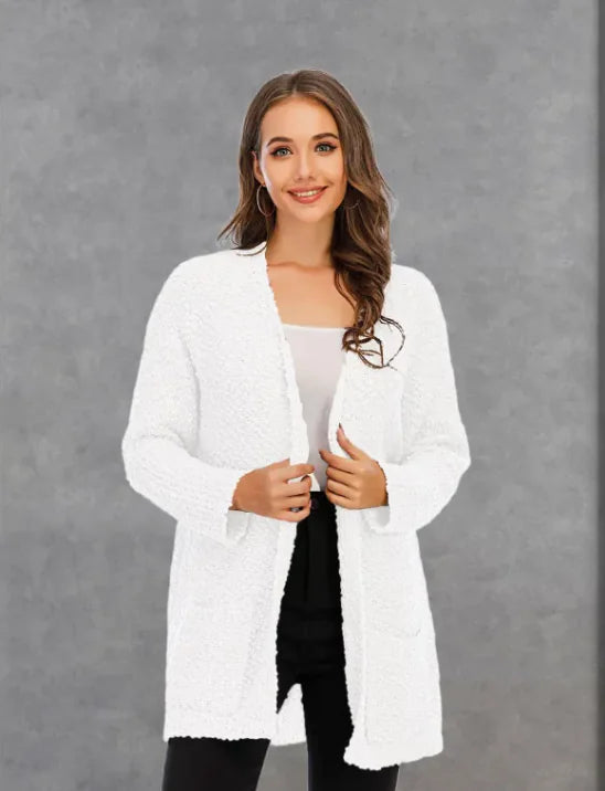 Knitted Double Pocket Cardigan Sweater – Cozy Knit Comfort with Functional Pockets