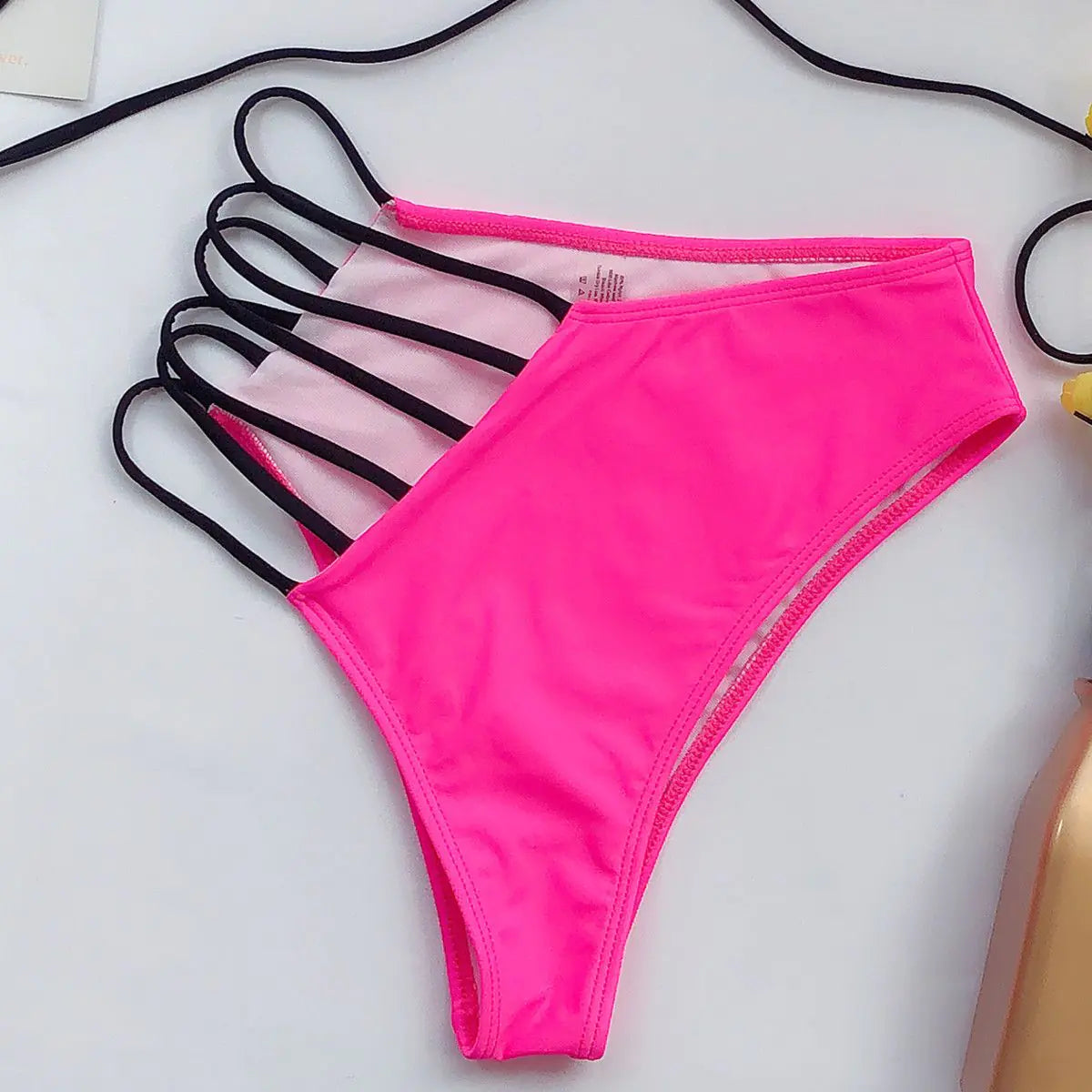 Patterned Bikini Set – Sexy Summer Swimwear in Rose Red & Fluorescent Green (Sizes S–L)