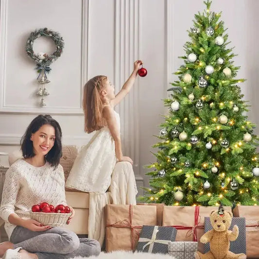 5FT PE PVC Mixed Automatic Christmas Tree with Lights – Fluffy, Realistic & Easy Assembly