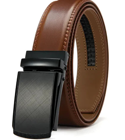 No Holes Cowhide Leather Belt - Adjustable, Stylish, and Durable