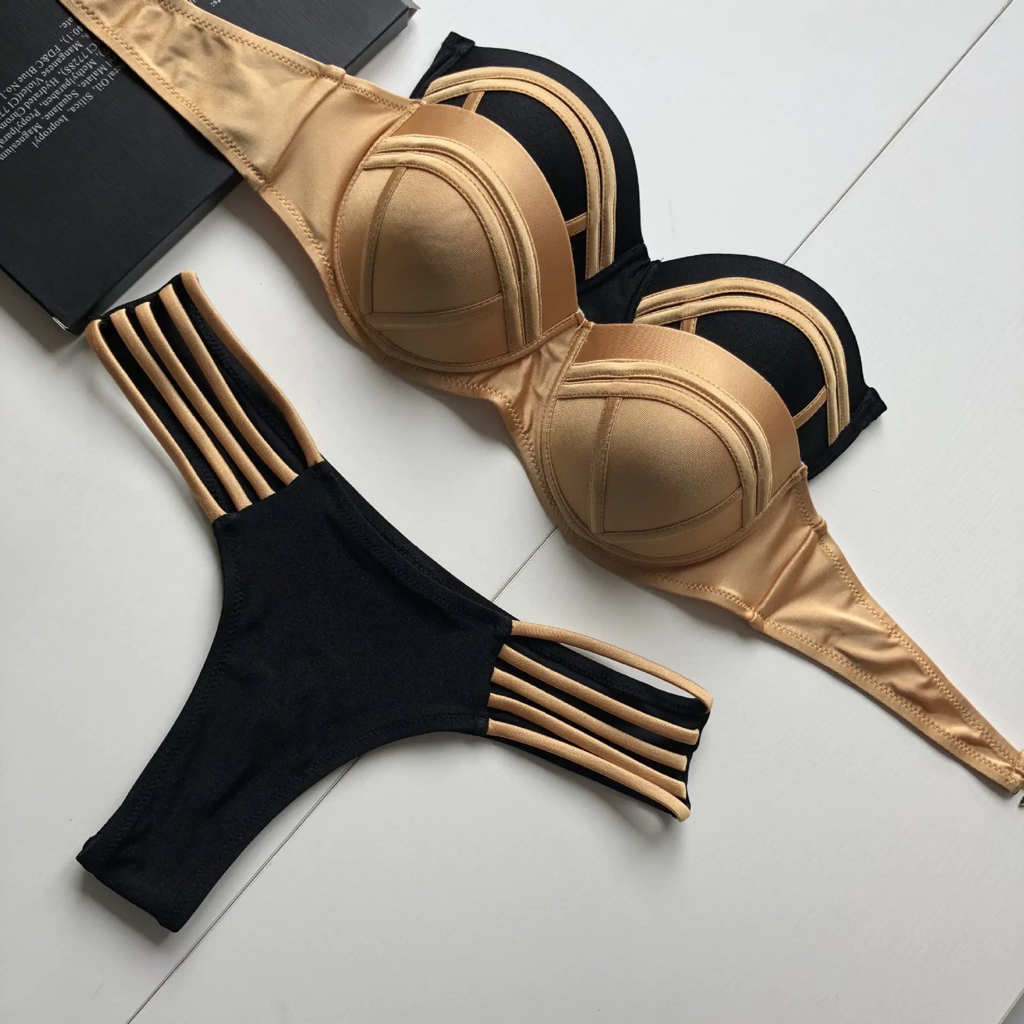 Broken Flower One-Piece Swimsuit – Bold Gold or Classic Black Elegance (Sizes S–L)