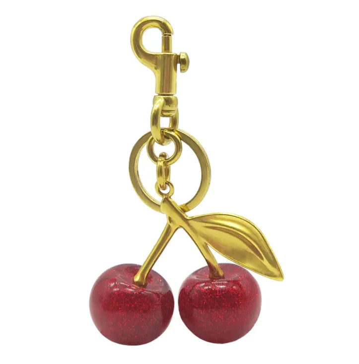 Red Cherry Crystal Accessory – Cute Zinc Alloy Charm with Sparkling Crystal Accents