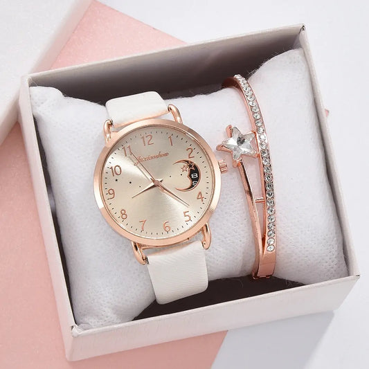 Unveil Timeless Elegance with the Moon Bracelet & Watch Set