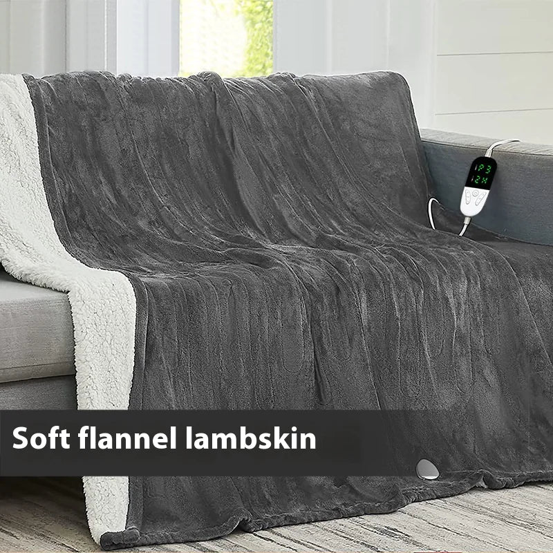 Heated Electric Blanket – Plush Flannel with 10 Heat Settings & Auto Shut-Off (Machine Washable)