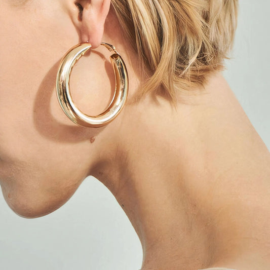 Aura Earrings – Bold Gold or Silver Plated Thick Hoop Earrings
