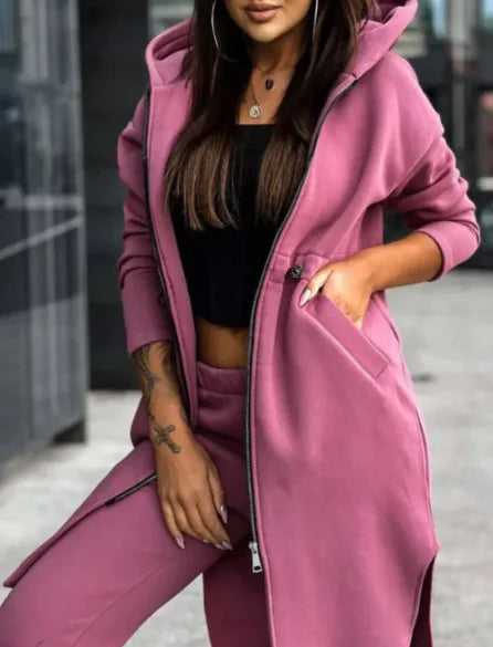 Women’s Fleece Hooded Sweater Set – Cozy Two-Piece Outfit for Warmth & Style (S–2XL)