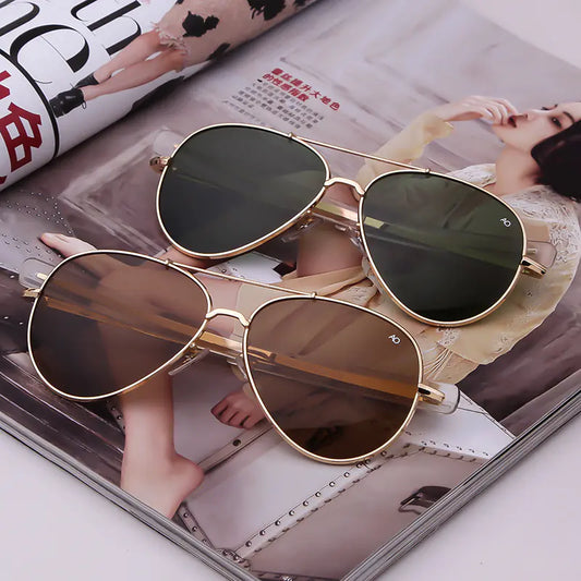 Unisex Premium Metal Frame Sunglasses (Glass Lenses, UV400, 95% VLT, 0.15 kg Lightweight Design)