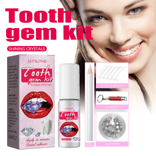 Jaysuing Tooth Gem Kit – Easy-to-Apply Crystal Dental Embellishment with Resin Glue & UV Light