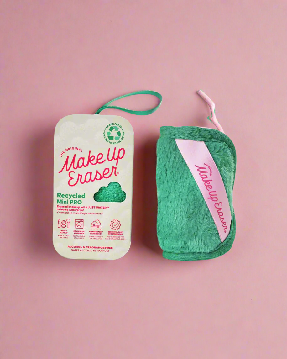 The Original MakeUp Eraser 100% Recycled Mini PRO Erase All Makeup With Just Water Including Waterproof Mascara Eyeliner Foundation Lipstick Sunscreen and More! (Green)
