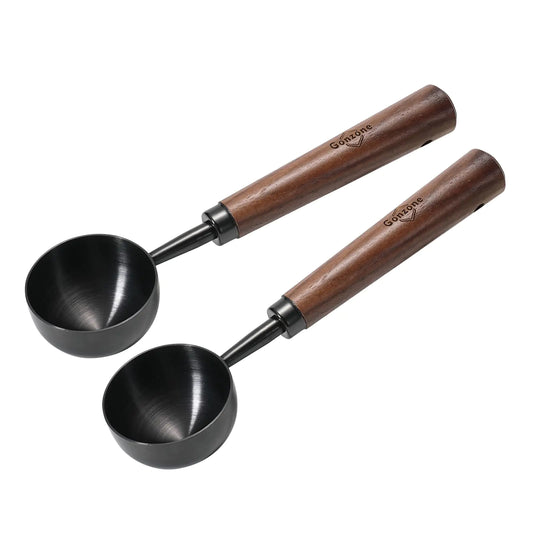 Vintage Coffee Measuring Spoon – 304 Stainless Steel Coffee Scoop with Walnut Handle, 10g Capacity (Gunmetal, 2 pcs)