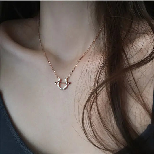 Horseshoe Zircon Necklace & Earrings: A Touch of Elegance and Luck