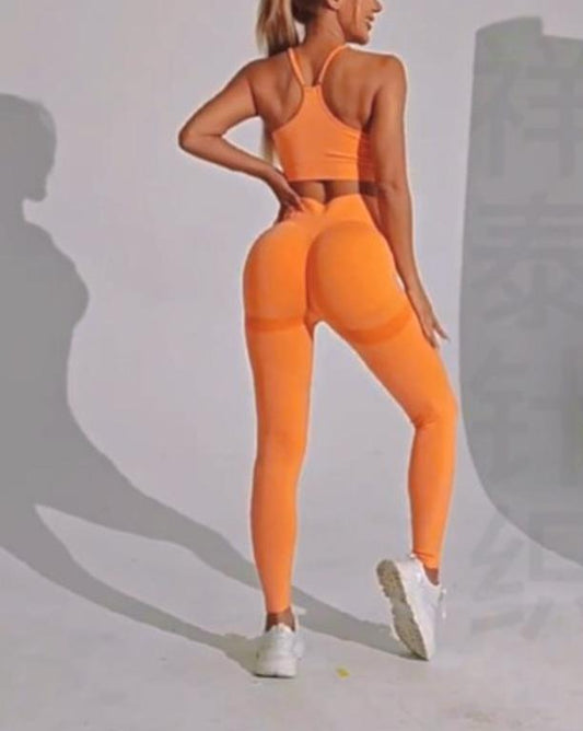 Women’s Sports Fitness Buttocks Lifting Yoga Set (High-Waisted Leggings & Supportive Bra)
