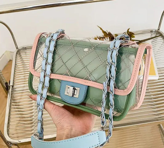 Diamond Quilted PVC Crossbody Shoulder Bag – Trendy Green Statement with Everyday Function