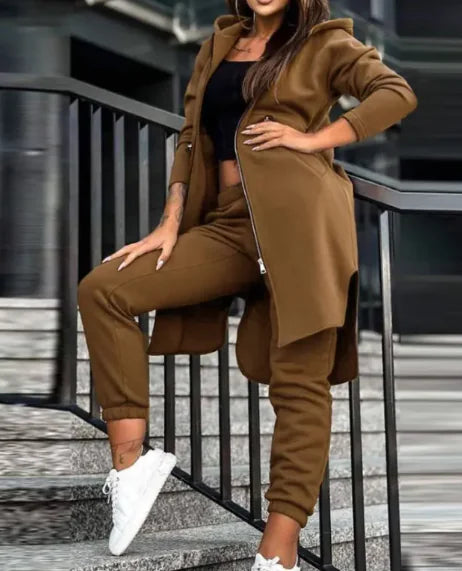 Women’s Fleece Hooded Sweater Set – Cozy Two-Piece Outfit for Warmth & Style (S–2XL)