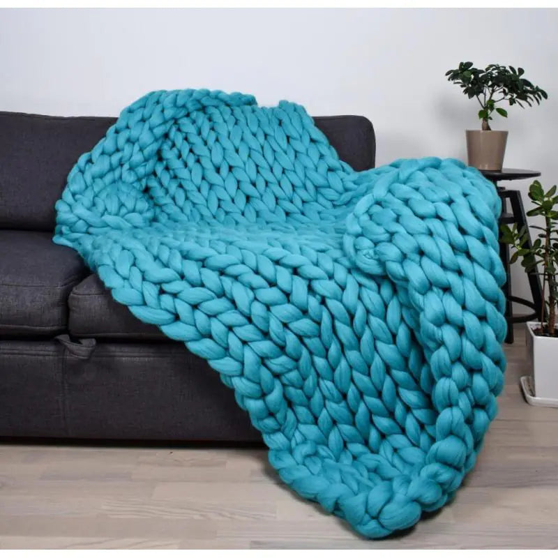 Chunky Merino Wool Blanket – Cozy Decorative Sofa Throw (Multiple Colors & Sizes)