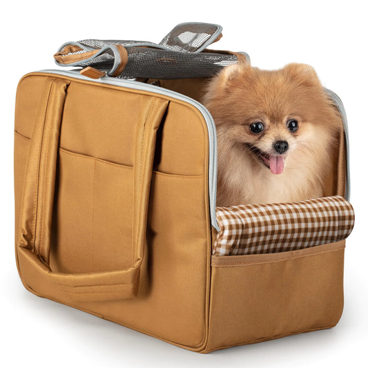 Faux Leather Pet Travel Carrier – Airline-Approved Small Dog and Cat Purse