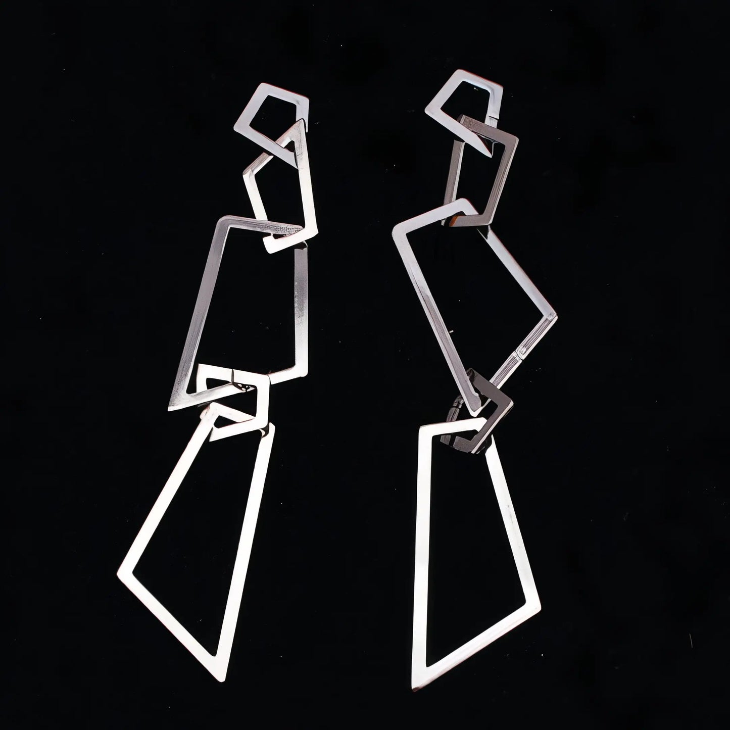 Hollow Rectangle Drop Earrings – Geometric Dangle Design in Gold or Silver Plating