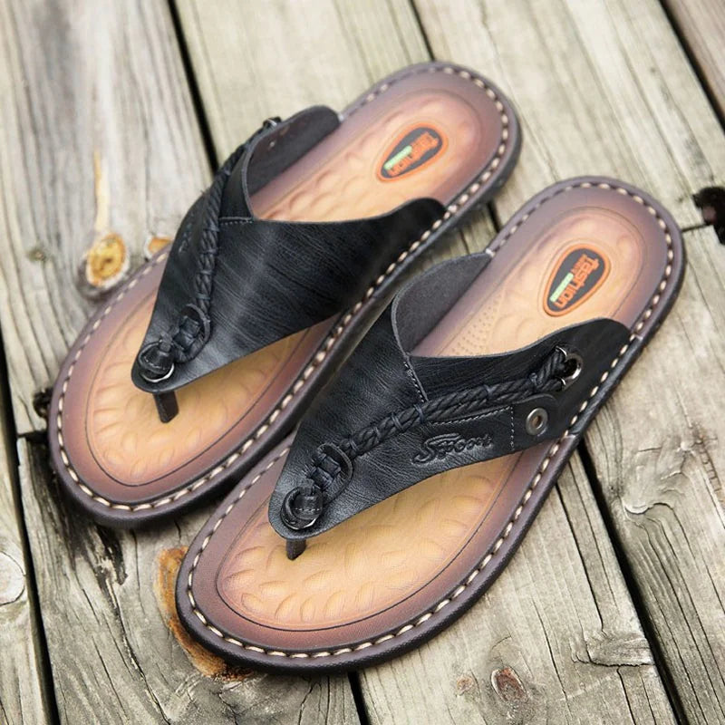Handmade Leather Flip-Flops – Breathable, Durable, and Perfect for Outdoor Comfort