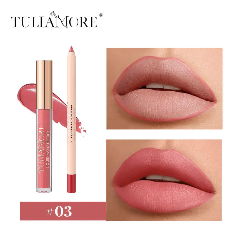 Waterproof Matte Air Lip Glaze & Lip Pencil Set
