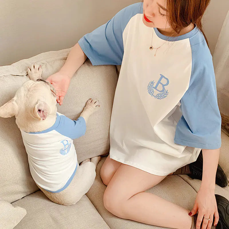 Dog Clothing Short Sleeve Parent-Child Clothing – Matching Stretch Odell Set for Dogs and Their Humans
