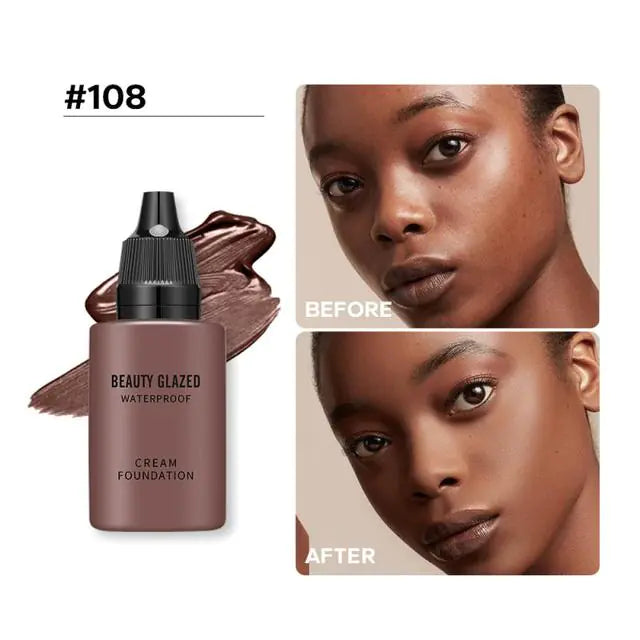 Beauty Glazed Waterproof Cream Foundation – Long-Lasting, High Coverage, Automatic Tanning Effect (9 Shades)
