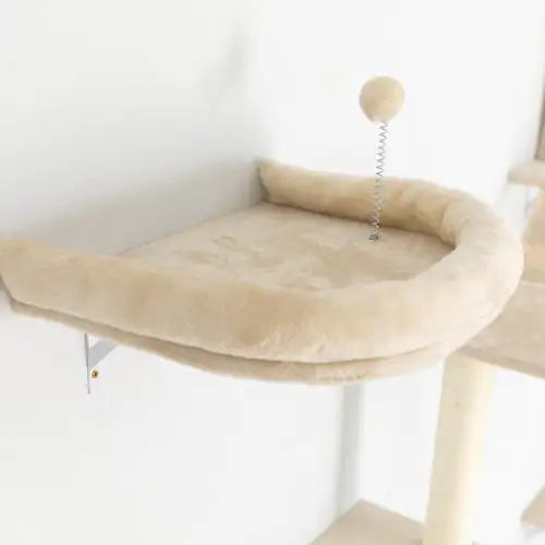 Wall-Mounted Cat Tree with 2 Apartments, 3 Ledges, 2 Ladders & Sisal Scratcher – Modern Space-Saving Cat Furniture for Climbing, Scratching & Lounging