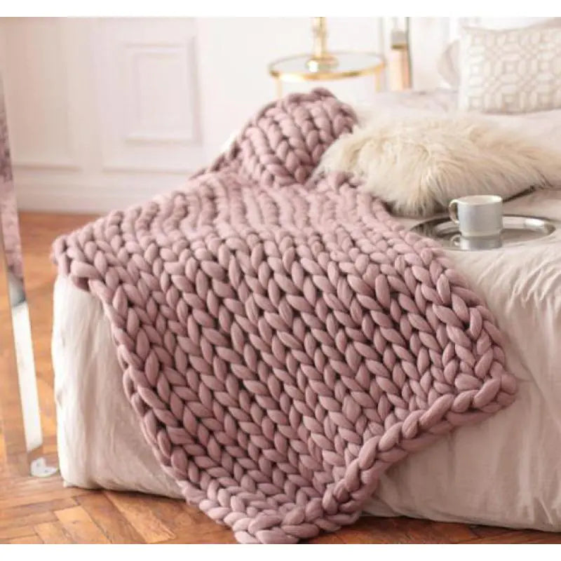 Chunky Merino Wool Blanket – Cozy Decorative Sofa Throw (Multiple Colors & Sizes)