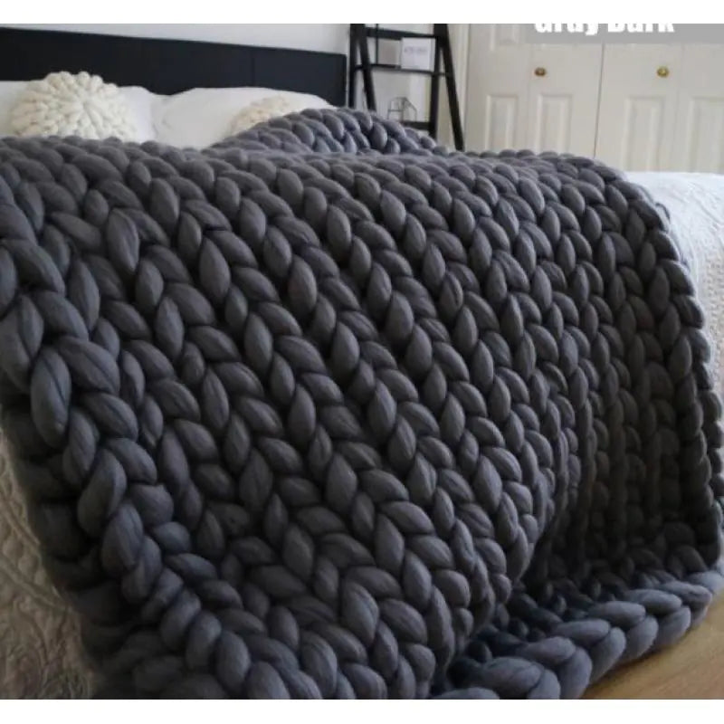 Chunky Merino Wool Blanket – Cozy Decorative Sofa Throw (Multiple Colors & Sizes)