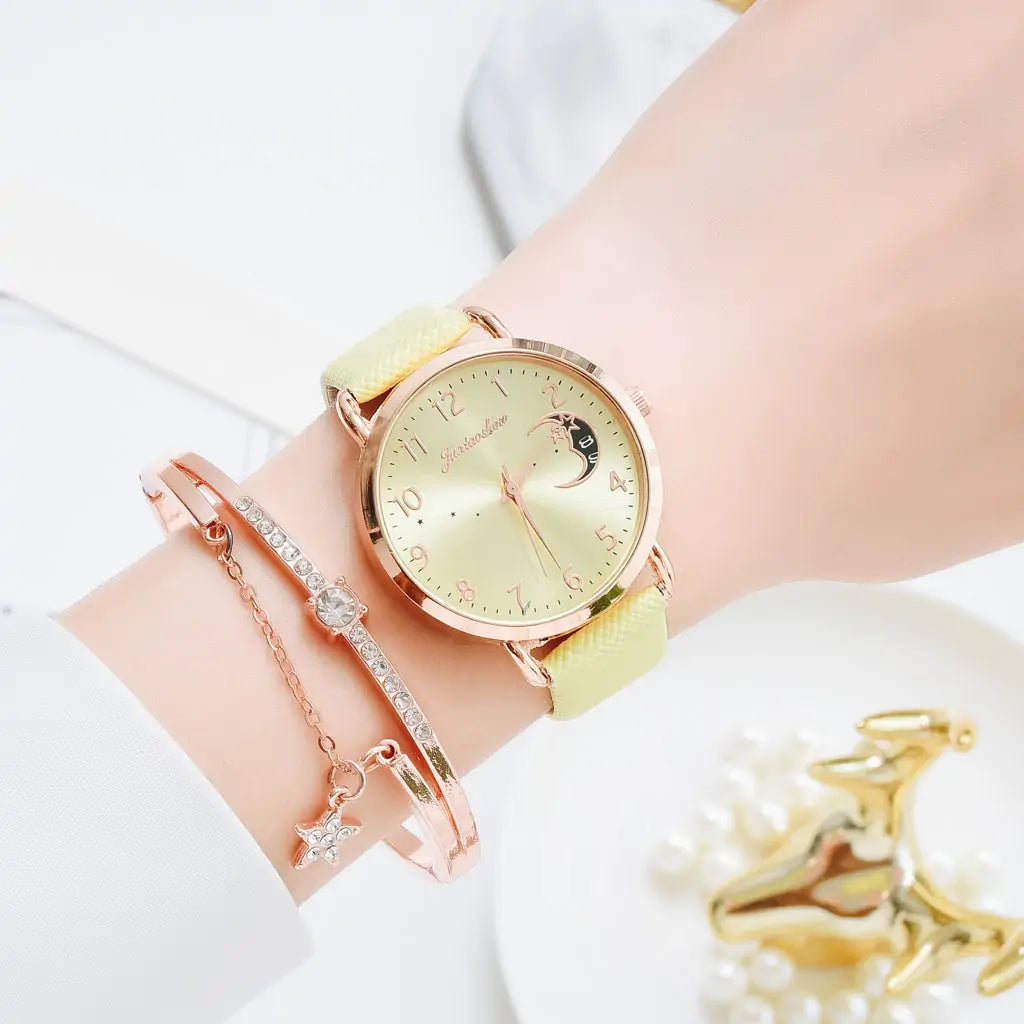 Unveil Timeless Elegance with the Moon Bracelet & Watch Set
