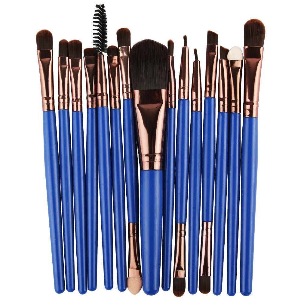 15-Piece Makeup Brush Set – Complete Professional Collection for Face, Eyes, and Brows