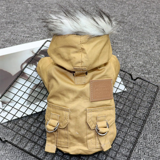 Padded Cotton Dog Coat – Winter Jacket for Small Dogs (XS–2XL, Army Green & Khaki)