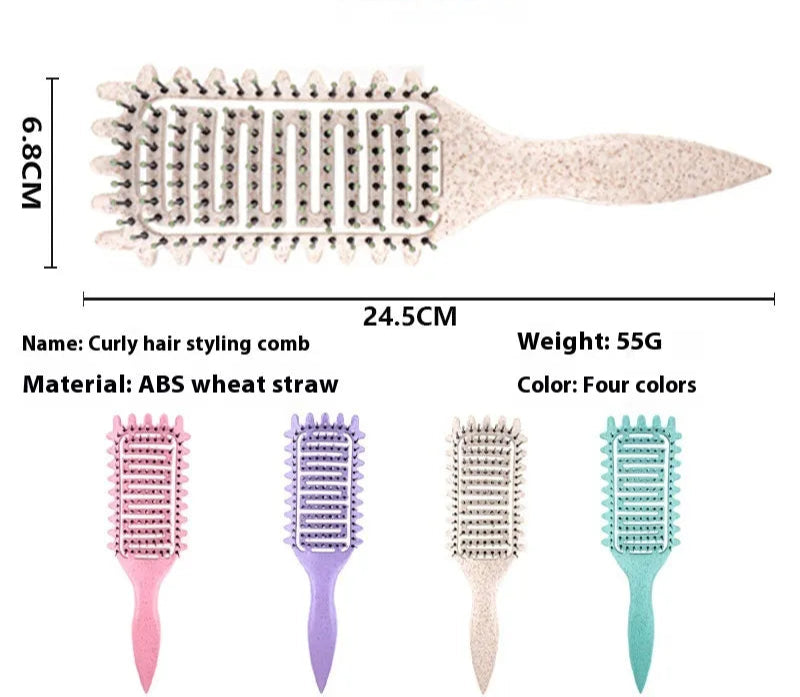Voluminous Style Fluffy Hair Hollow Comb – Lightweight Wheat Straw Styling Brush (24.5 cm / 9.6 in)
