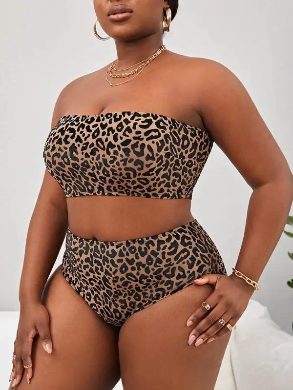 High-Waisted Two-Piece Bikini Set – Plus Size Swimwear in Vibrant Colors (0XL–4XL)