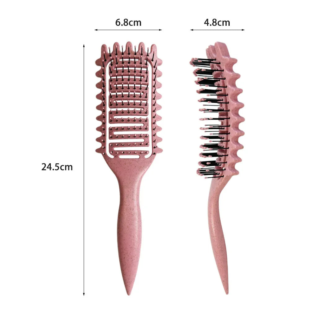 Voluminous Style Fluffy Hair Hollow Comb – Lightweight Wheat Straw Styling Brush (24.5 cm / 9.6 in)