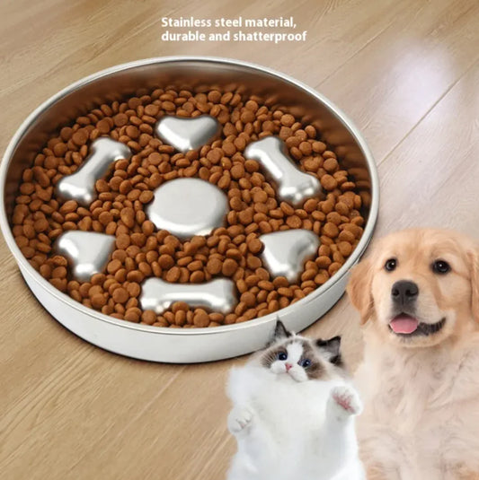 Stainless Steel Slow Feeding Pet Bowl Collection – Anti-Choke Design for Safe, Healthy Eating