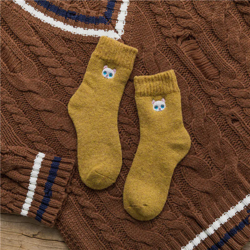 Embroidered Cat Socks for Women – Playful Comfort in Every Step