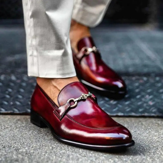 Men’s Classic Metal Chain Loafers – Timeless Sophistication &amp; Comfort