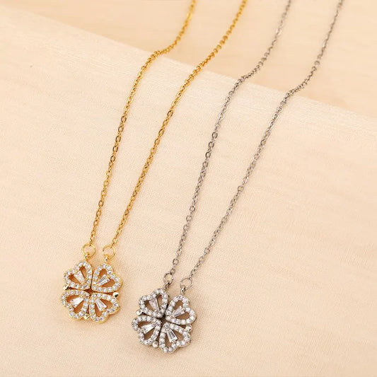 Heart Four Leaf Clover Necklace – Symbol of Love &amp; Luck