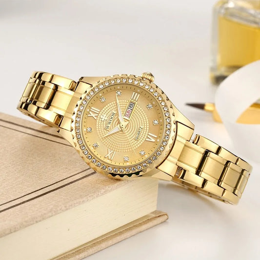 WWOOR Diamond Women’s Fashion Gold Quartz Watch
