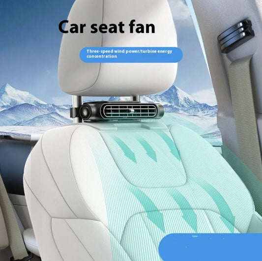 USB Car Seat Fan – Bladeless Cooling with 3 Speeds, Quiet Motor & Velcro Mount (200mm x 100mm x 50mm)