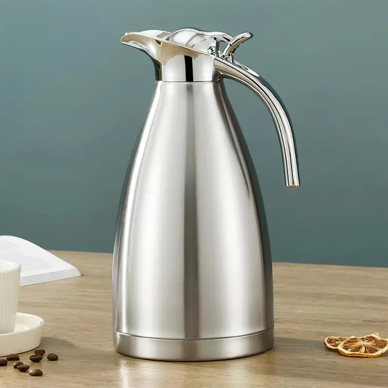 European Style Double Vacuum Insulation Coffee Pot – 2.0L Stainless Steel Thermal Carafe