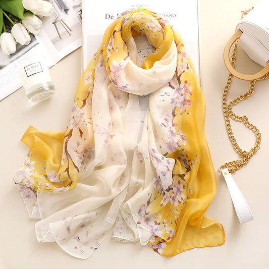 Floral Tie-Dye Scarf – Medium-Length, Stylish, and Sun-Ready