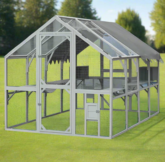 Outdoor Cat House & Playpen – 110" Large Combo Kit