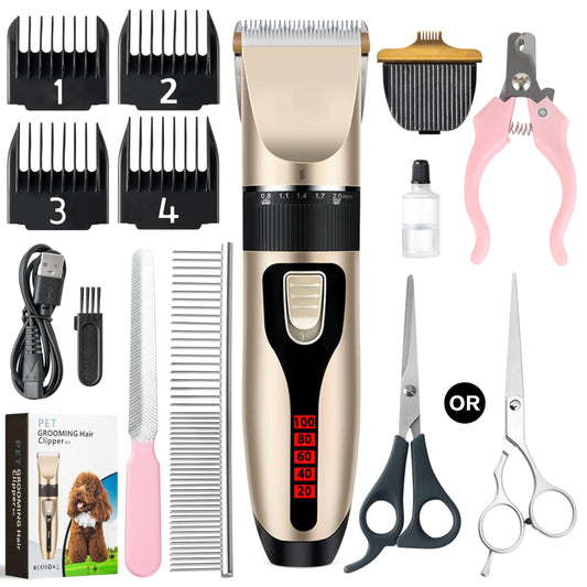 2-in-1 Low Noise Rechargeable Pet Grooming Clippers for Face & Body