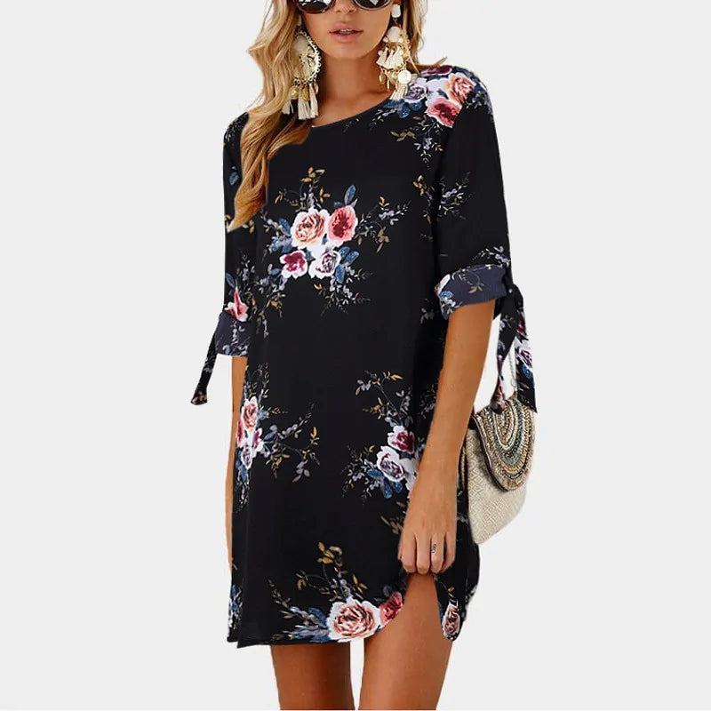 Floral Print Chiffon Beach Summer Dress
