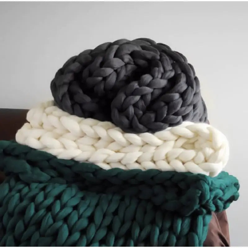 Chunky Merino Wool Blanket – Cozy Decorative Sofa Throw (Multiple Colors & Sizes)